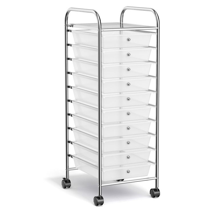 10 Drawer Rolling Storage Cart Organizer-ClearCostway Gallery View 1 of 11
